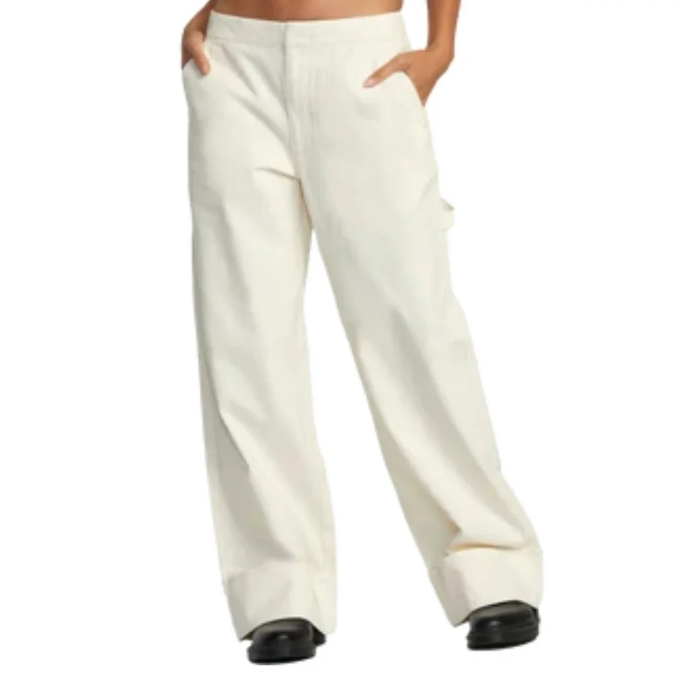 RVCA Back Bay Pant Relaxed Wide Leg Chino Utility 100% Cotton Latte 31 NWT